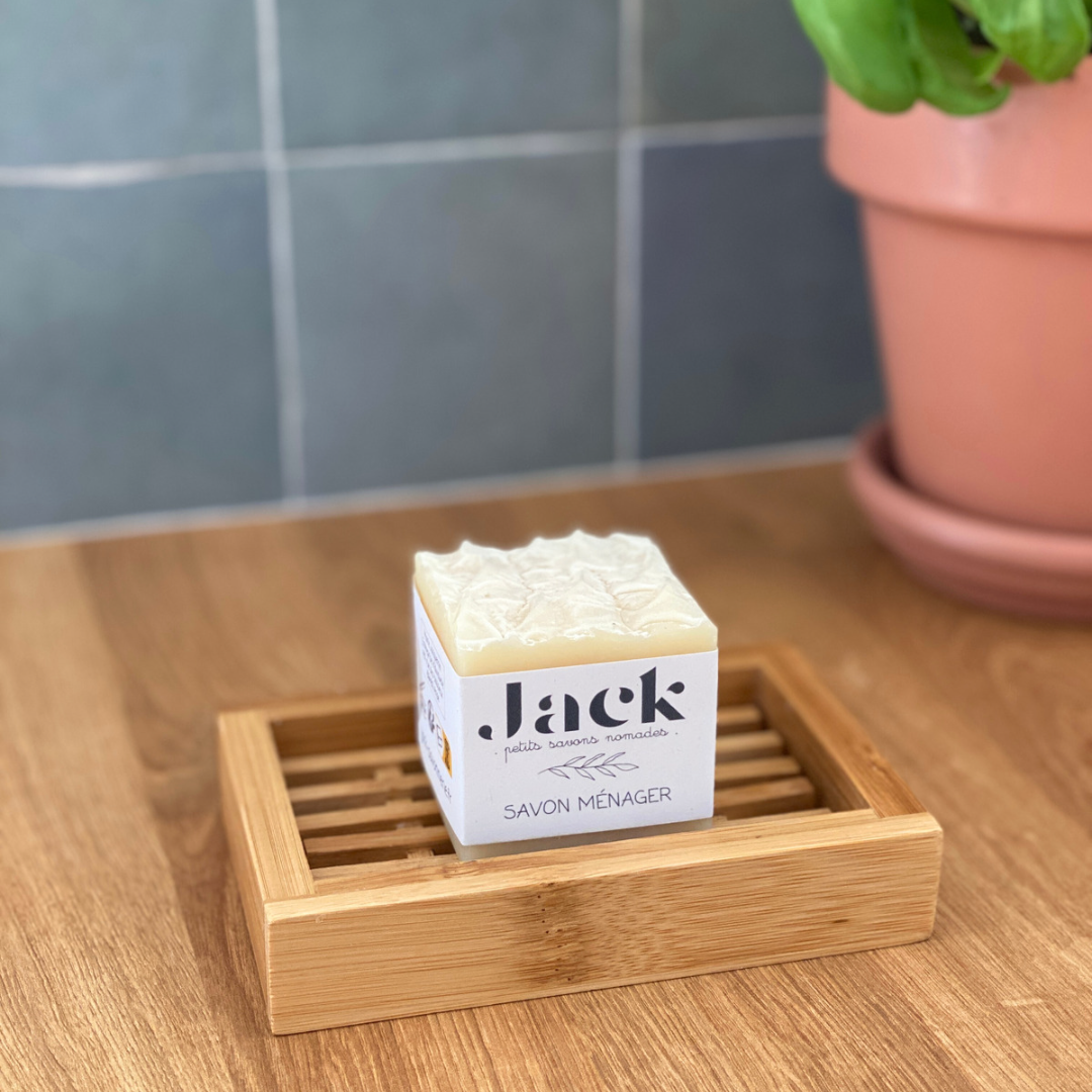 Savon cube ménager dégraissant à l'huile de coco, savon vaisselle et détachant, odeur citronnée